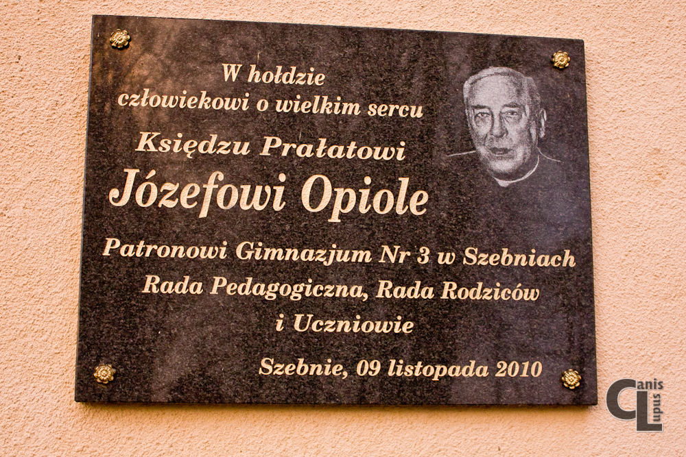 Ks. Józef Opioła - do Szebni przybył 1 sierpnia 1937 r. Uczył tu m.in. religii. W czasie okupacji niósł pomoc i otuchę ofiarom niemieckiego terroru, wspomagał więźniów obozu hitlerowskiego w Szebniach, dostarczając im żywność i lekarstwa oraz przekazywał korespondencję, pomagał tez żołnierzom AK jako powiernik wielu tajemnic polskiego podziemia.